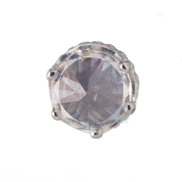 4mm "Queen" Crown Threaded End in Gold with Reverse-Set Brilliant-Cut Gem