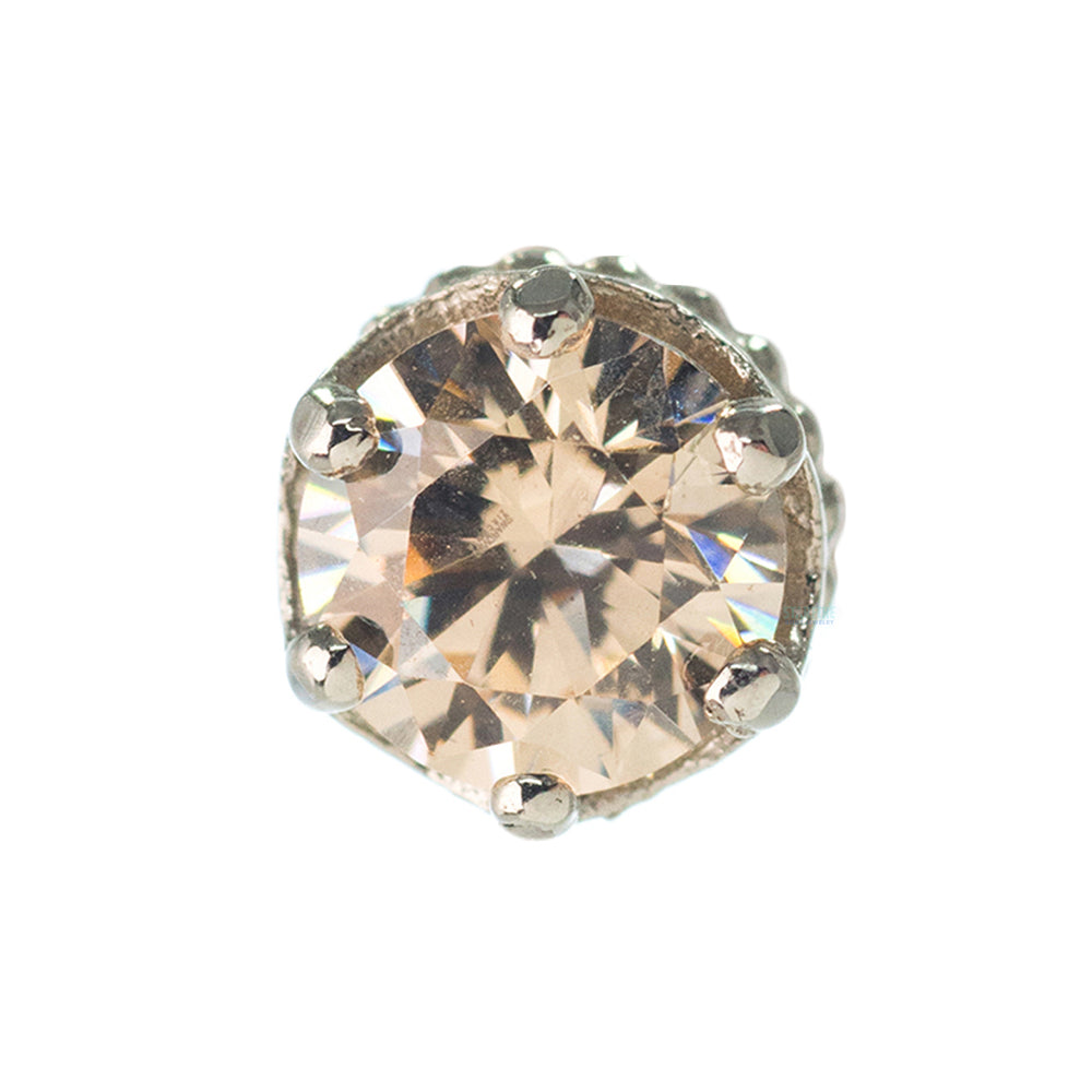 4mm "Queen" Crown Threaded End in Gold with Brilliant-Cut Gem