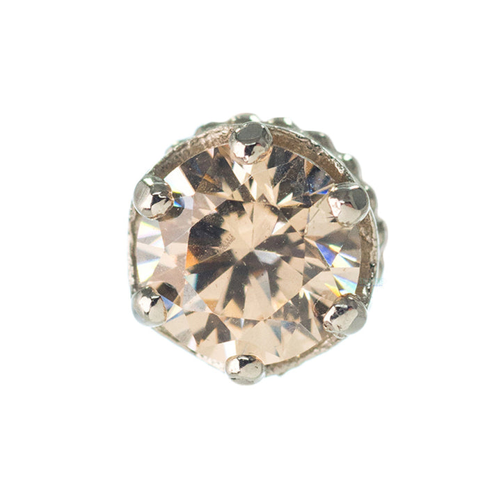 4mm "Queen" Crown Threaded End in Gold with Brilliant-Cut Gem