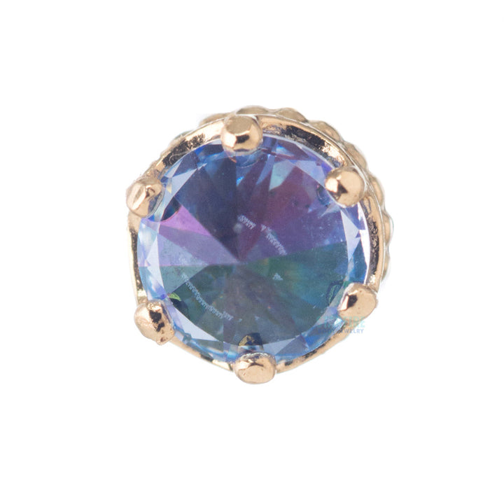 4mm "Queen" Crown Threaded End in Gold with Reverse-Set Brilliant-Cut Gem