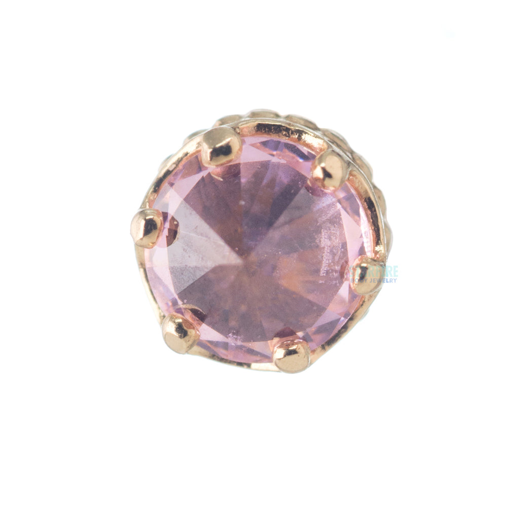 4mm "Queen" Crown Threaded End in Gold with Reverse-Set Brilliant-Cut Gem
