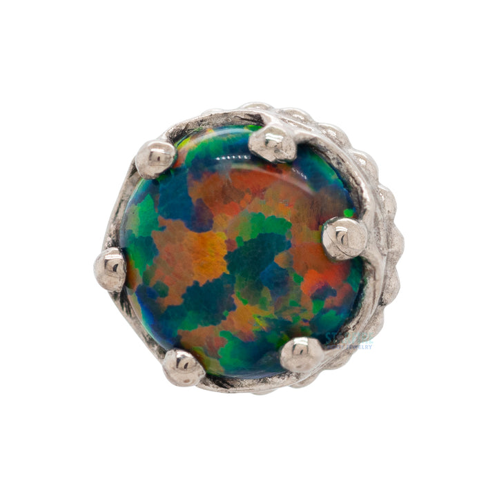 5mm "Queen" Crown Threaded End Gold with Opal Cabochon