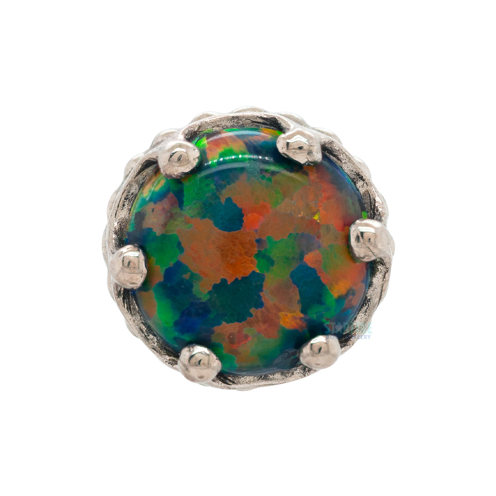 5mm "Queen" Crown Threaded End Gold with Opal Cabochon