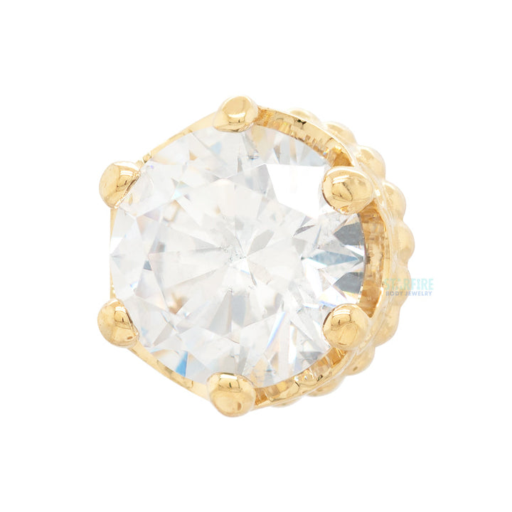 5mm "Queen" Crown Threaded End in Gold with Brilliant-Cut Gem
