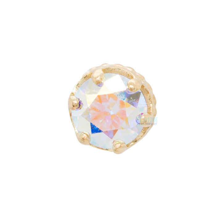 3mm "Queen" Crown Threaded End in Gold with Brilliant-Cut Gem