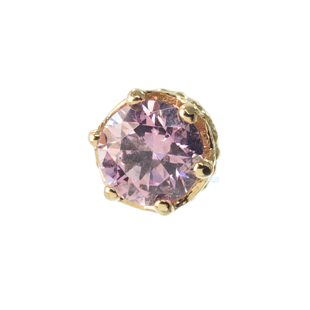 3mm "Queen" Crown Threaded End in Gold with Brilliant-Cut Gem
