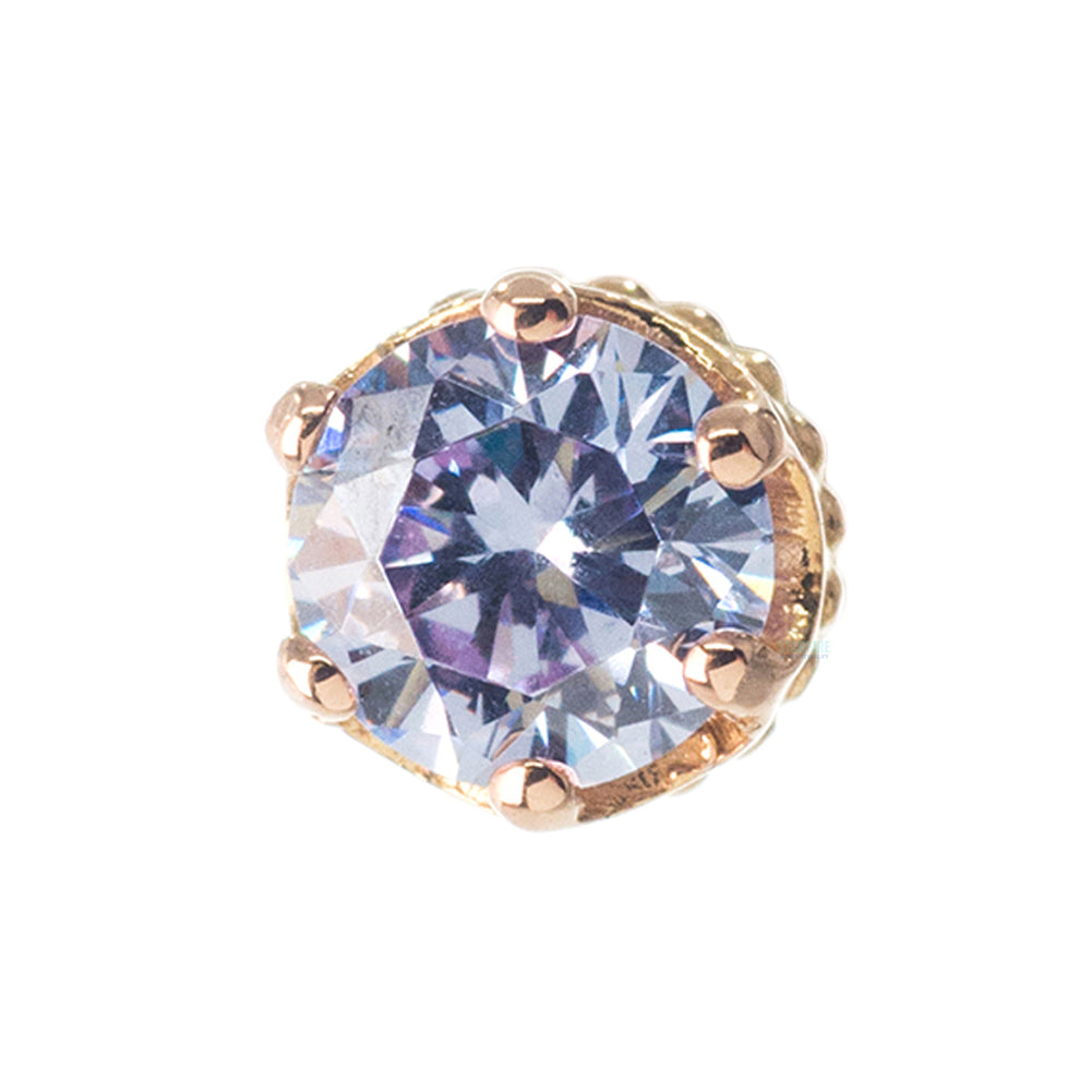 4mm "Queen" Crown Threaded End in Gold with Brilliant-Cut Gem