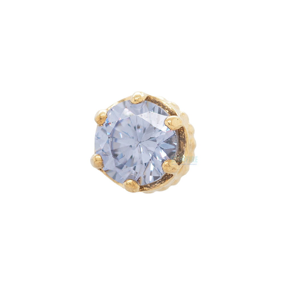 3mm "Queen" Crown Threaded End in Gold with Brilliant-Cut Gem