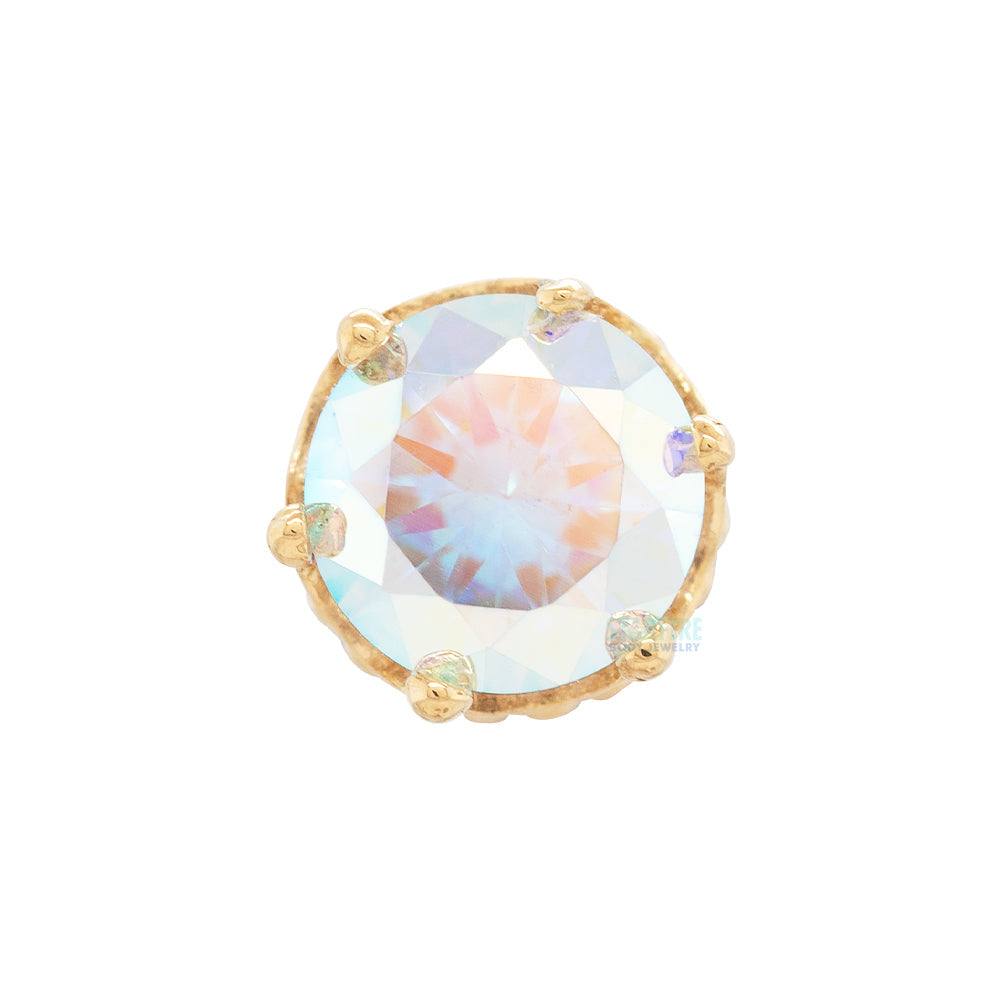 4mm "Queen" Crown Threaded End in Gold with Brilliant-Cut Gem