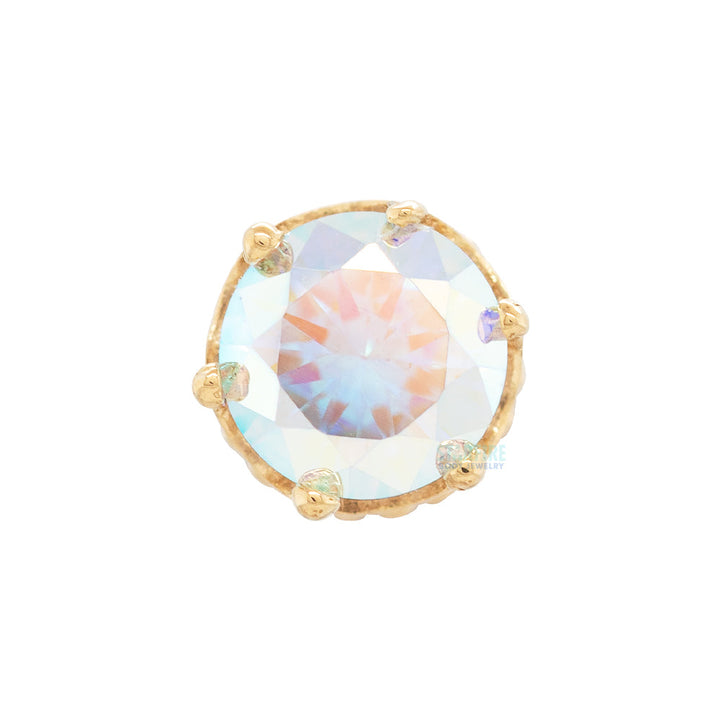 4mm "Queen" Crown Threaded End in Gold with Brilliant-Cut Gem