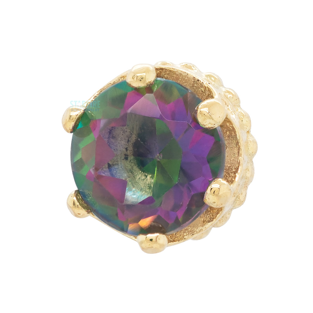 "Queen" Crown Threaded End in Gold with Mystic GREEN Topaz