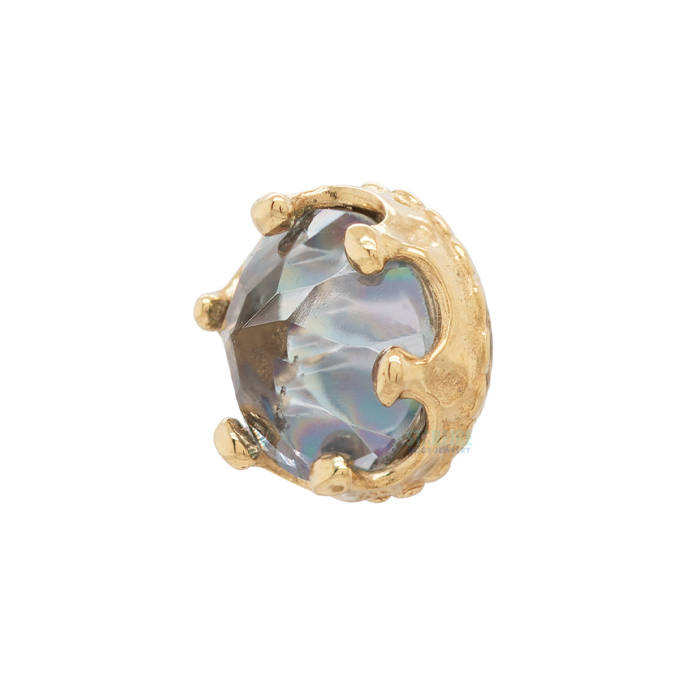 "Queen" Crown Threaded End in Gold with Reverse-Set Mystic Topaz