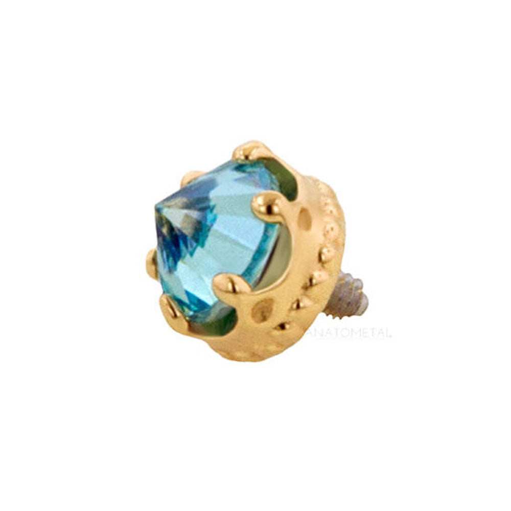 2.5mm "Queen" Crown Threaded End in Gold with Reverse-Set Passion Topaz