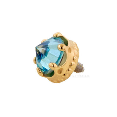 3.5mm "Queen" Crown Threaded End in Gold with Reverse-Set Passion Topaz