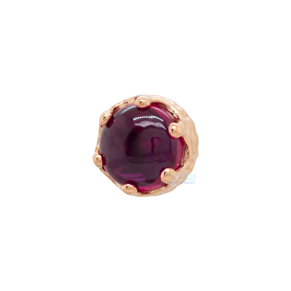 3mm "Queen" Crown Threaded End in Gold with Stone Cabochon