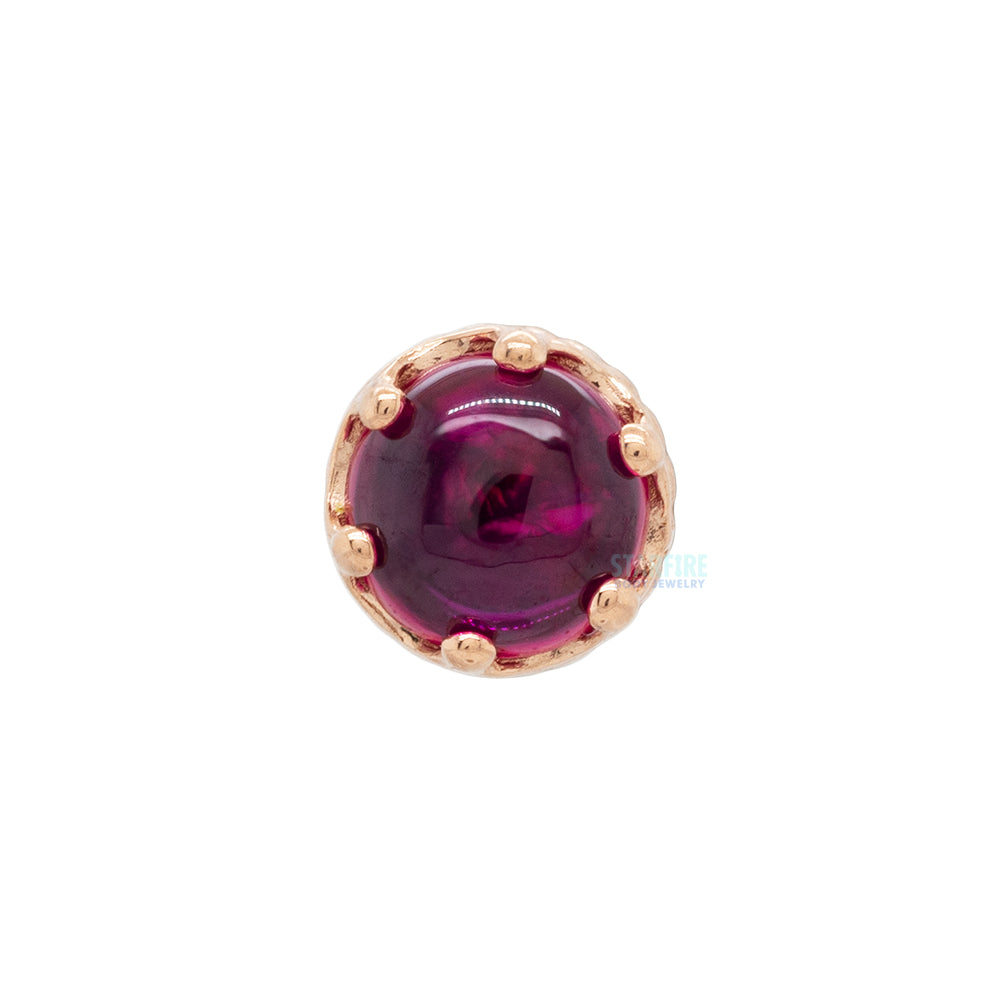 2.5mm "Queen" Crown Threaded End in Gold with Stone Cabochon