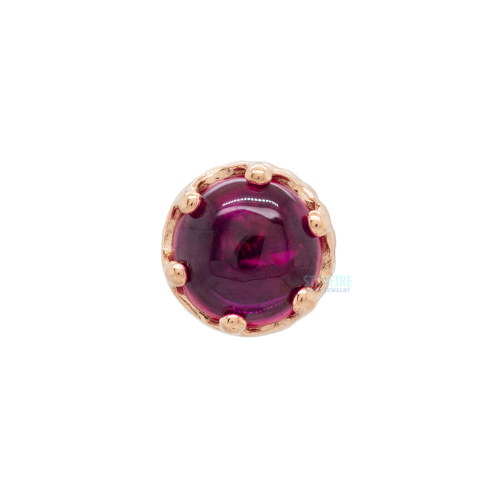 2.5mm "Queen" Crown Threaded End in Gold with Stone Cabochon