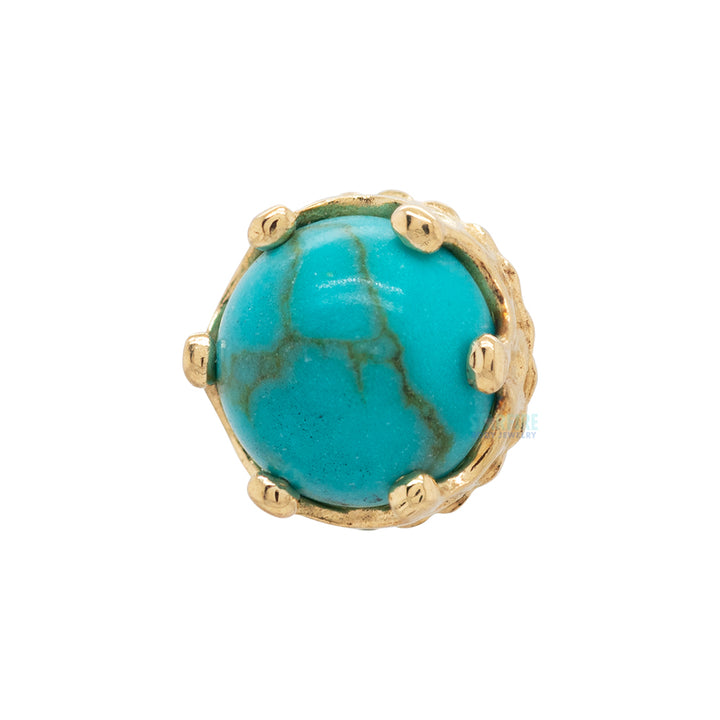 3mm "Queen" Crown Threaded End in Gold with Stone Cabochon