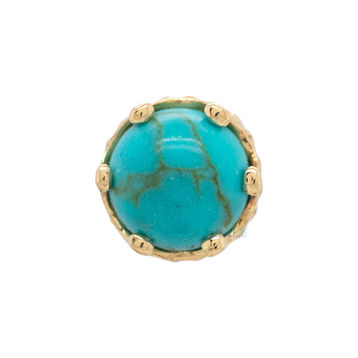 3.5mm "Queen" Crown Threaded End in Gold with Stone Cabochon