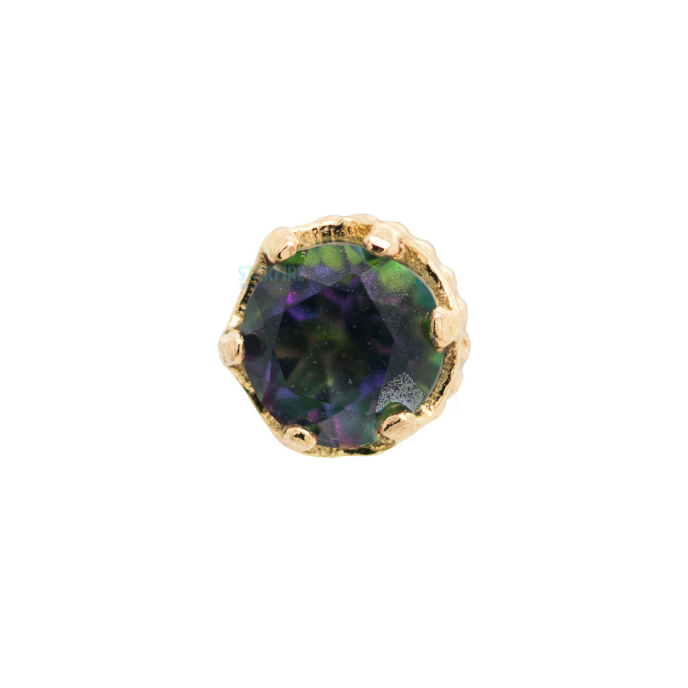 "Queen" Crown Threaded End in Gold with Mystic Topaz