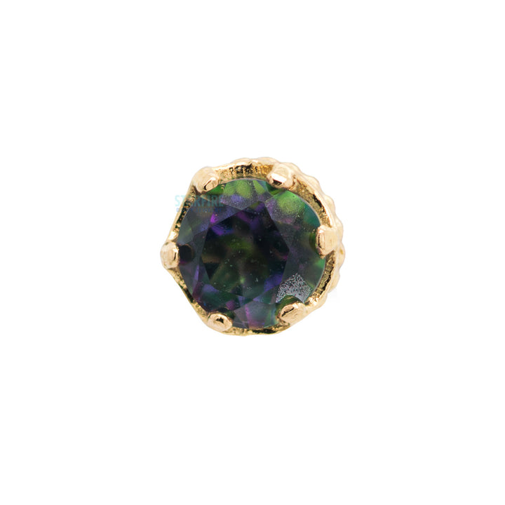 "Queen" Crown Threaded End in Gold with Mystic Topaz