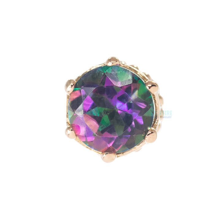"Queen" Crown Threaded End in Gold with Mystic Topaz