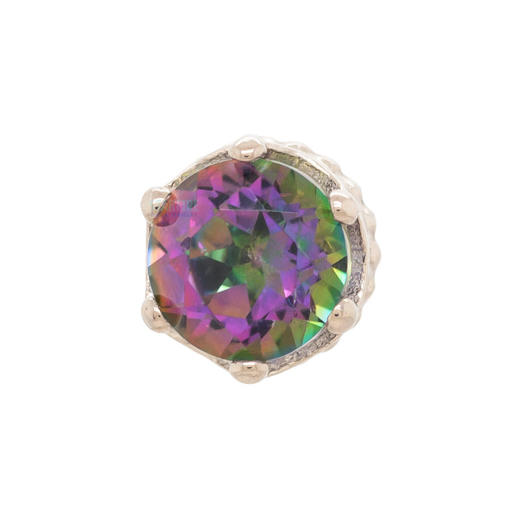 "Queen" Crown Threaded End in Gold with Mystic Topaz