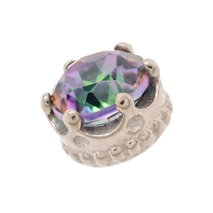 "Queen" Crown Threaded End in Gold with Mystic Topaz