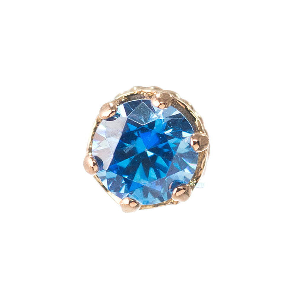 3mm "Queen" Crown Threaded End in Gold with Brilliant-Cut Gem