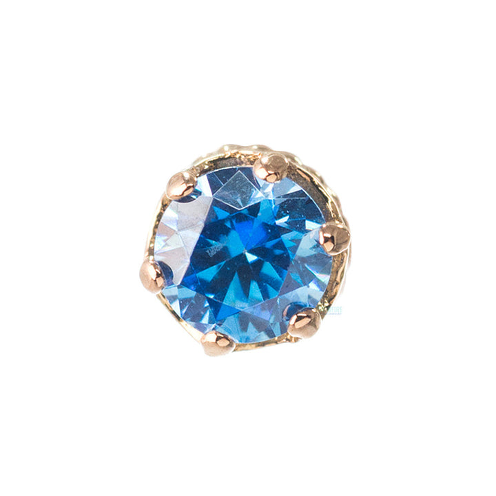 3mm "Queen" Crown Threaded End in Gold with Brilliant-Cut Gem