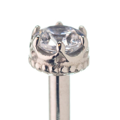 3mm "Queen" Crown Threaded End in White Gold with Brilliant-Cut Gem