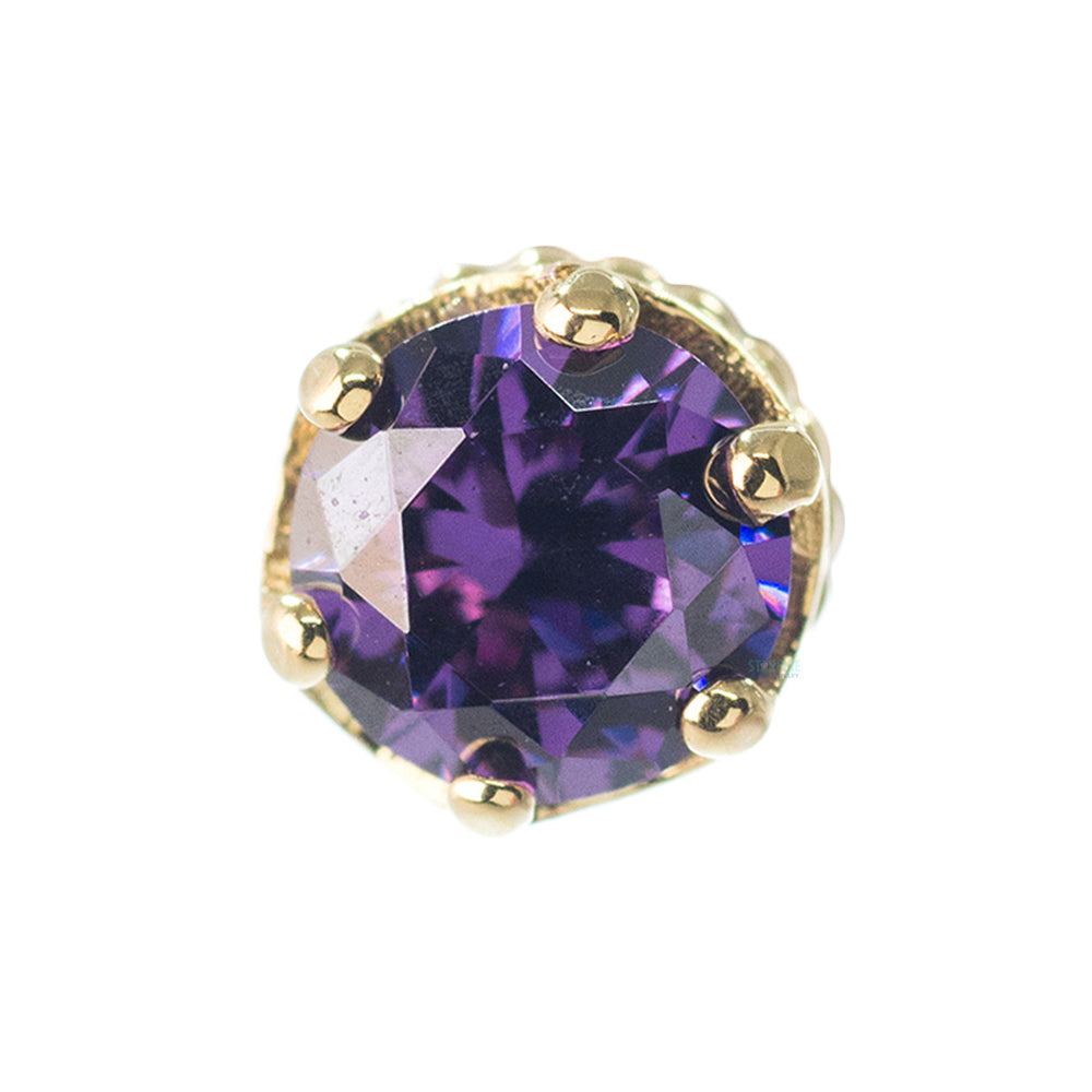 4mm "Queen" Crown Threaded End in Gold with Brilliant-Cut Gem