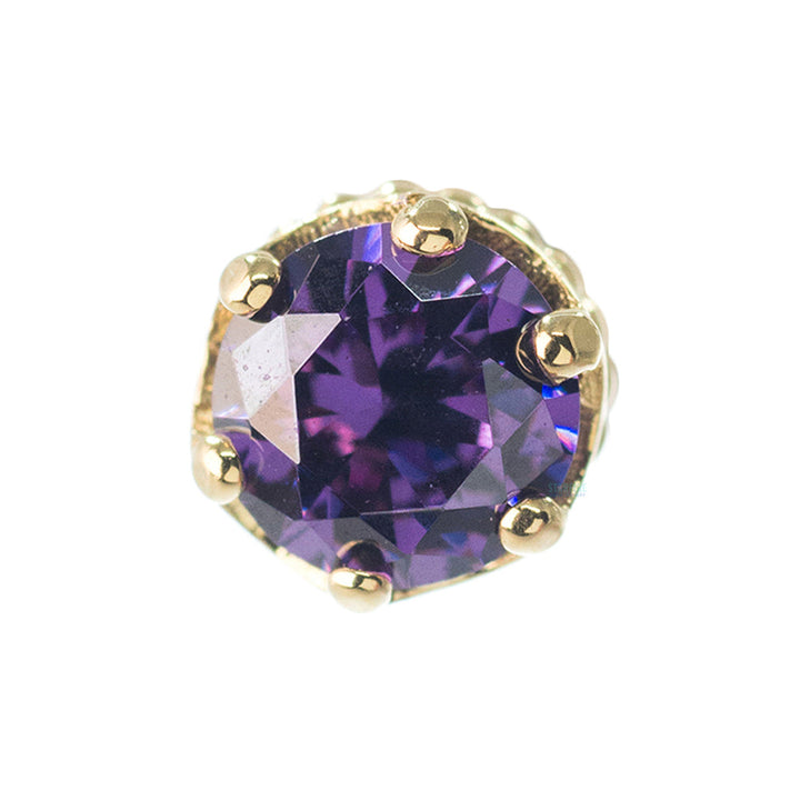 4mm "Queen" Crown Threaded End in Gold with Brilliant-Cut Gem