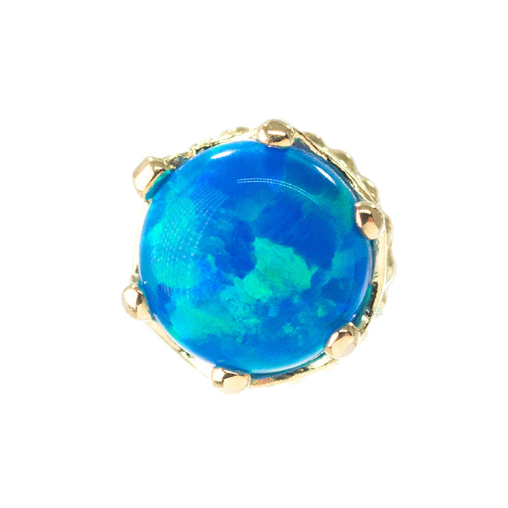 4mm "Queen" Crown Threaded End in Gold with Opal Cabochon