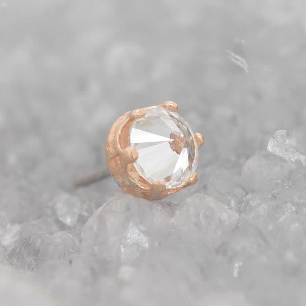 threadless:  "Queen" Crown End in Gold with Reverse-Set Brilliant-Cut Gem