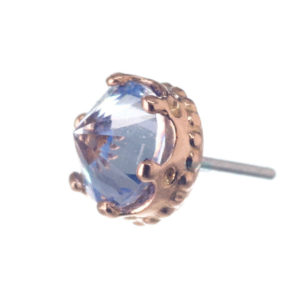 threadless:  "Queen" Crown End in Gold with Reverse-Set Brilliant-Cut Gem