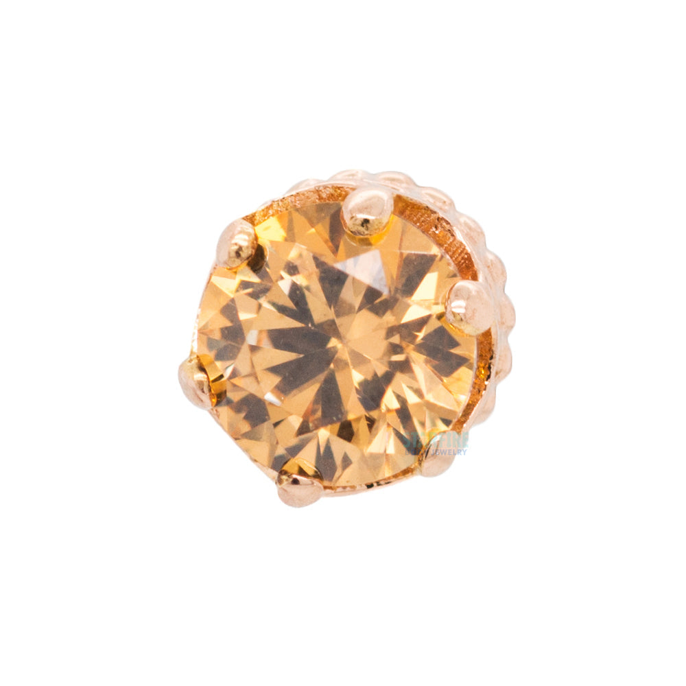 threadless: "Queen" Crown End in Gold with Brilliant-Cut Gem