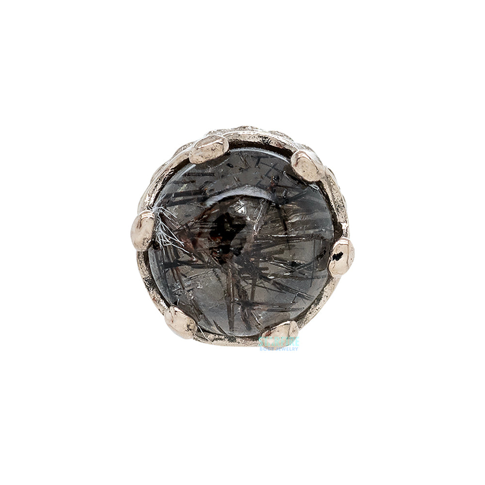 threadless: "Queen" Crown End in White Gold with Genuine Natural Stone Cabochon