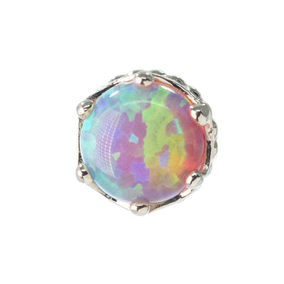 threadless: "Queen" Crown End in White Gold with Opal Cabochon