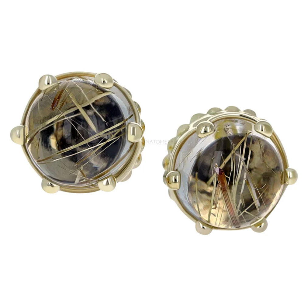 2.5mm "Queen" Crown Threaded End in Gold with Genuine Natural Stone Cabochon