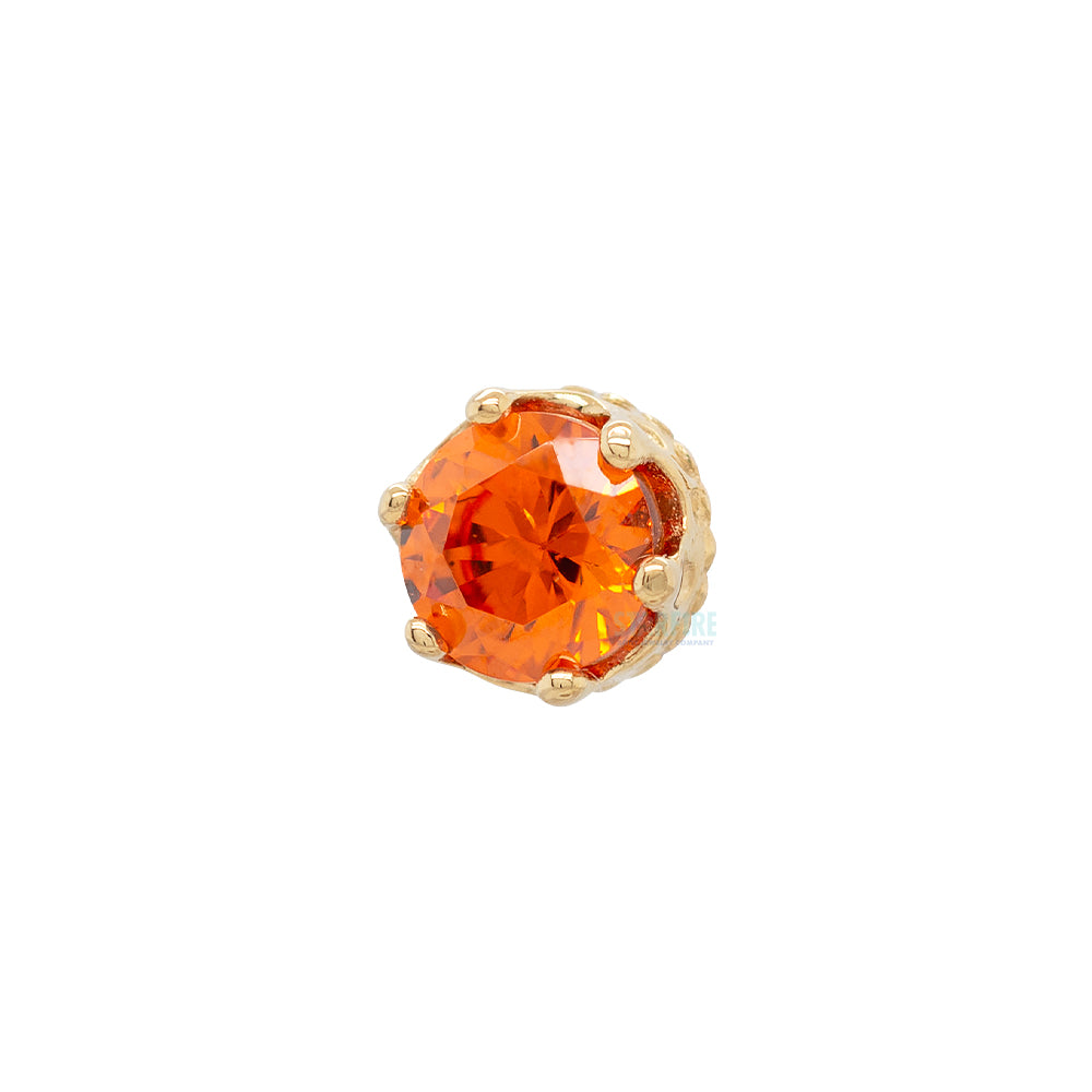 2.5mm "Queen" Crown Threaded End in Yellow Gold with Brilliant-Cut Gem