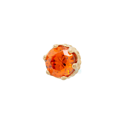 threadless: 2.5mm "Queen" Crown End in Gold with Brilliant-Cut Gem