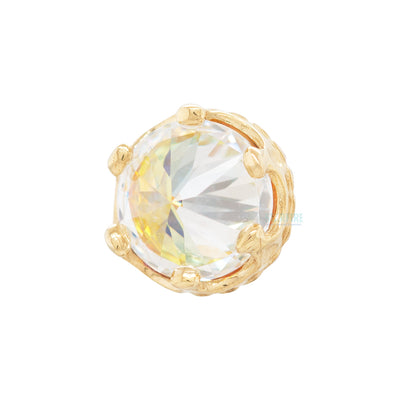 4mm "Queen" Crown Threaded End in Yellow Gold with Reverse-Set Brilliant-Cut Gem