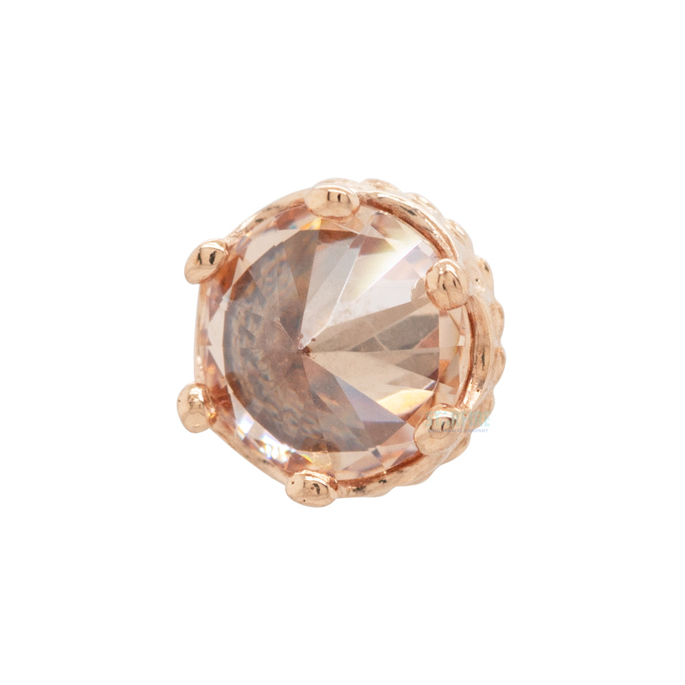 threadless: 4mm "Queen" Crown End in Gold with Brilliant-Cut Gem