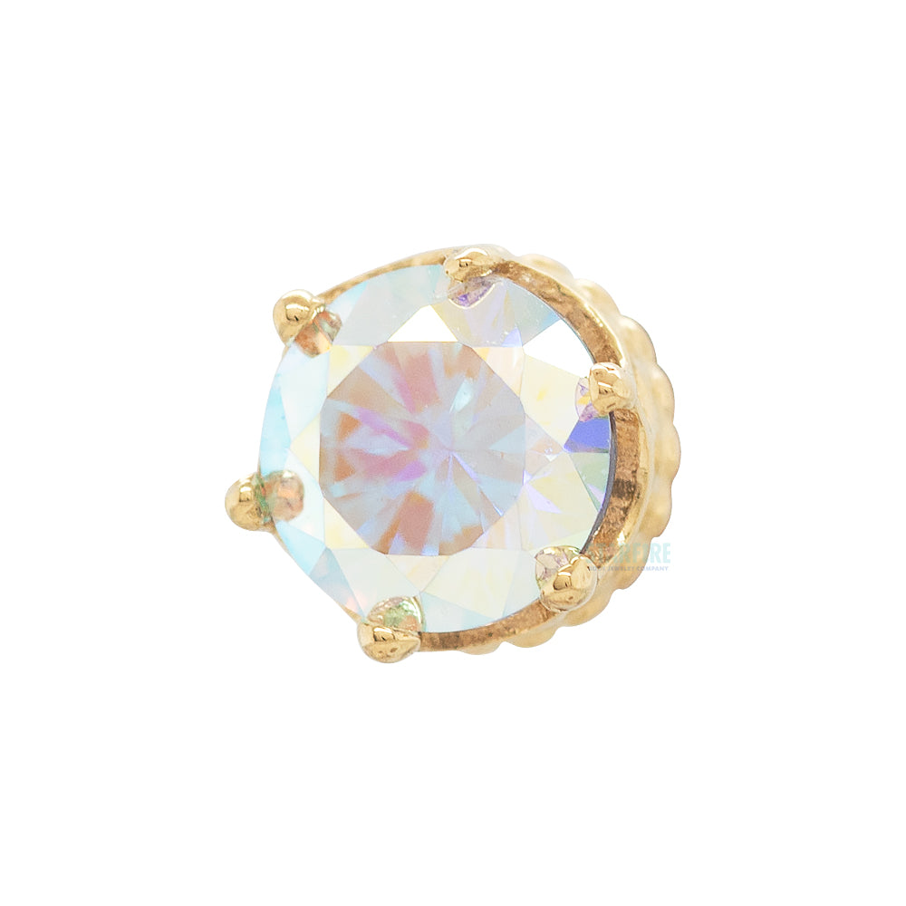 threadless: 4mm "Queen" Crown End in Gold with Brilliant-Cut Gem