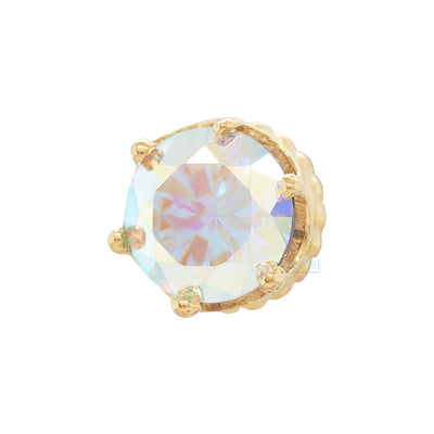 threadless: 4mm "Queen" Crown End in Gold with Brilliant-Cut Gem