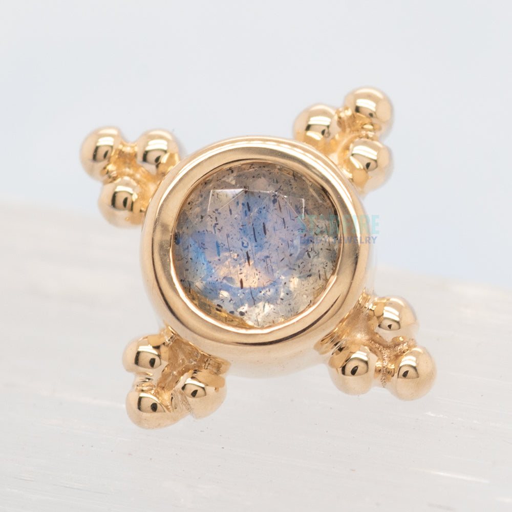 "Mini Kandy" Threaded End in Gold with Faceted Labradorite