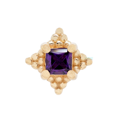 "Mini Kandy" Nostril Screw in Gold & Platinum with Princess-Cut Amethyst