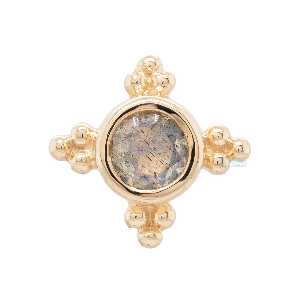 "Mini Kandy" Threaded End in Gold & Platinum with Round Faceted Labradorite