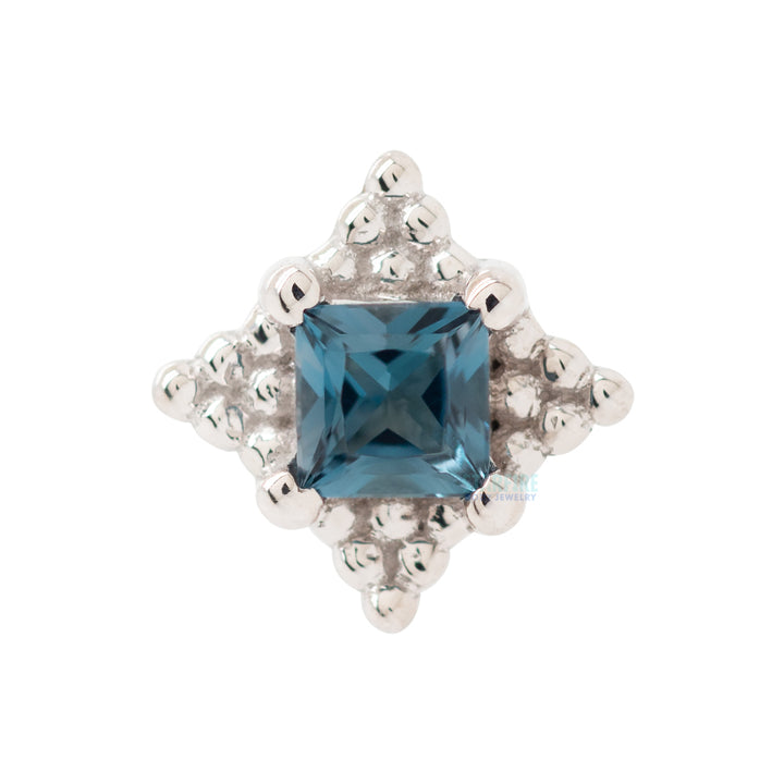 "Mini Kandy" Threaded End in Gold & Platinum with Princess-Cut London Blue Topaz